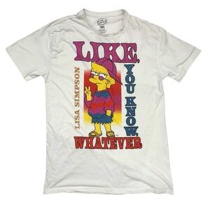 Lisa Simpson The Simpsons Graphic White T-Shirt Size XL Whatever Peace
